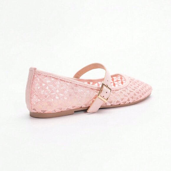 Pink Elegant Square Toe Slip-On Flat Shoes - Picture 6 of 6